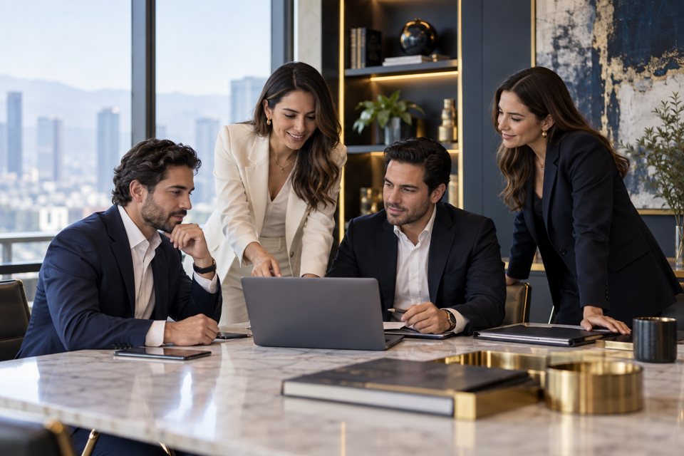 Equipo de consultoría trabajando en conjunto